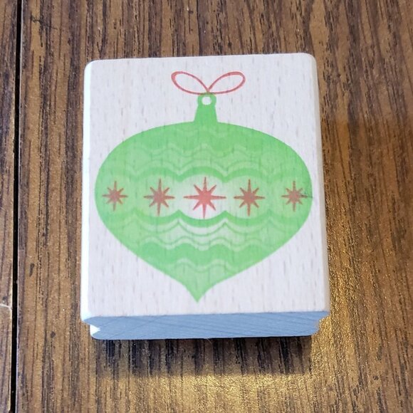 Tulip Shaped Christmas Ornamant Wood Mounted Rubber Stamp - Picture 1 of 8